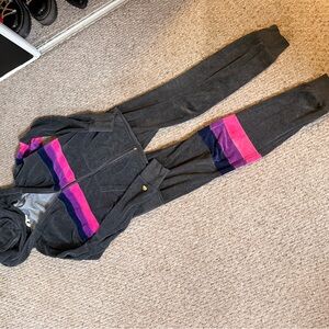 C&C California Gray with Pink and Purple rainbow stripes tracksuit set